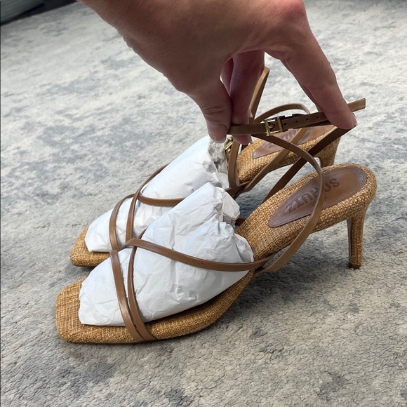NIB Schutz Bari Ankle Strap Sandal Heels Brown Tan Sz 11 - Picture 6 of 13